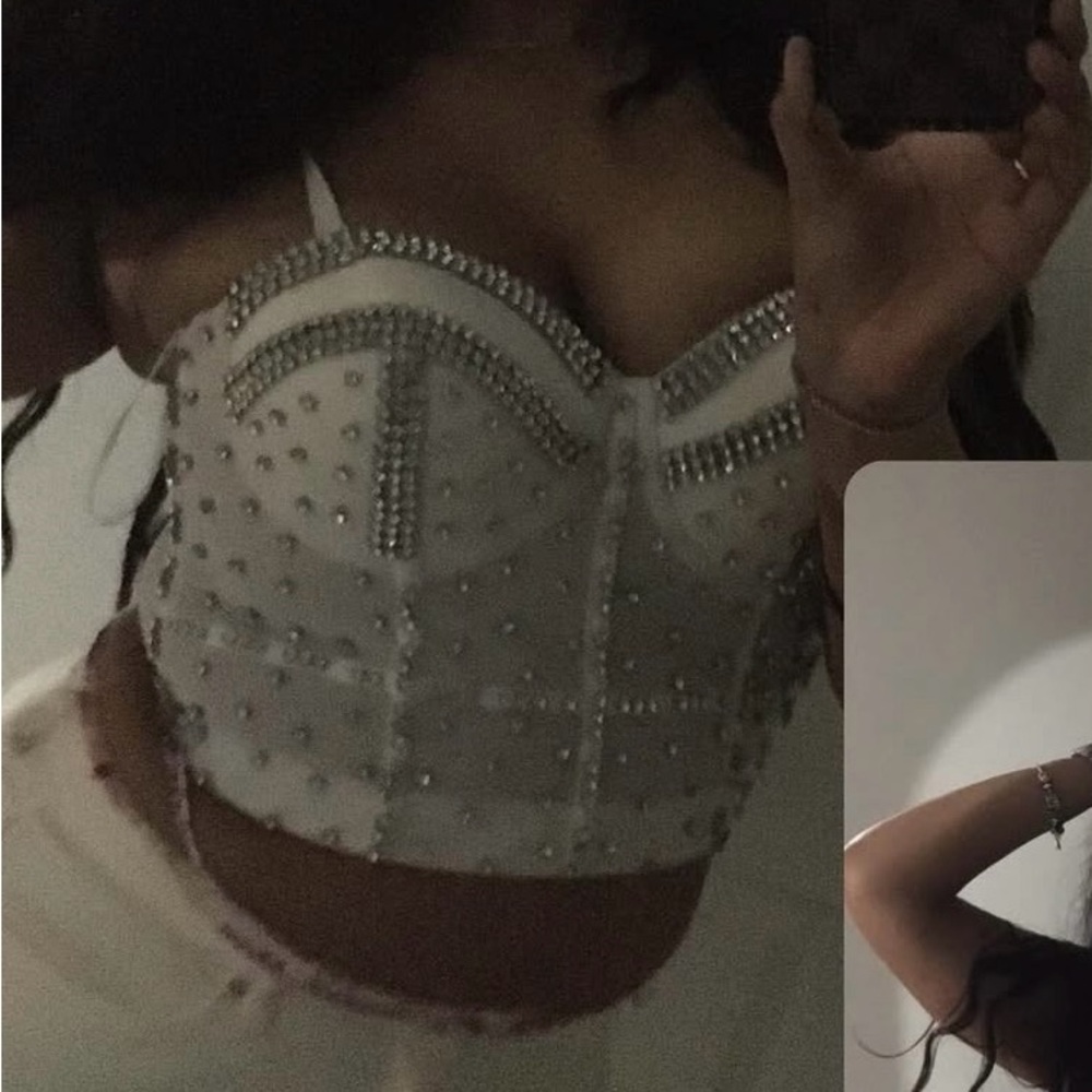 White Studded Bustier Top